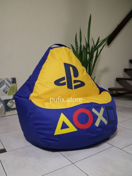 Крісло мішок PlayStation Оксфорд Синій + Жовтий