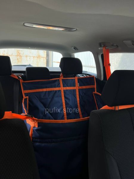 Автогамак для тварин 2/3 заднього сидіння Синій нічний 330 + Помаранчева стропа